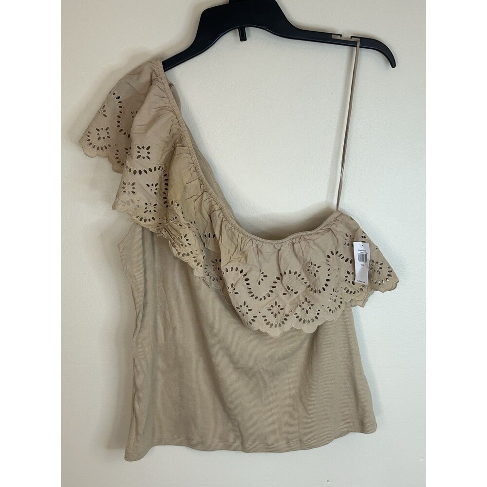 Old Navy Women's Size XX large Eyelet One Shoulder Paneled Rib-Knit Top Tan  NWT